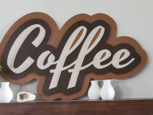 Coffee Sign Layered Wooden