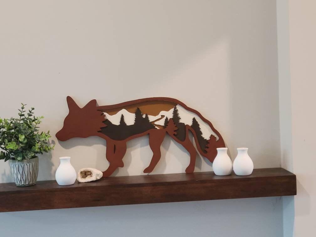 Fox sign with rustic woodland scene